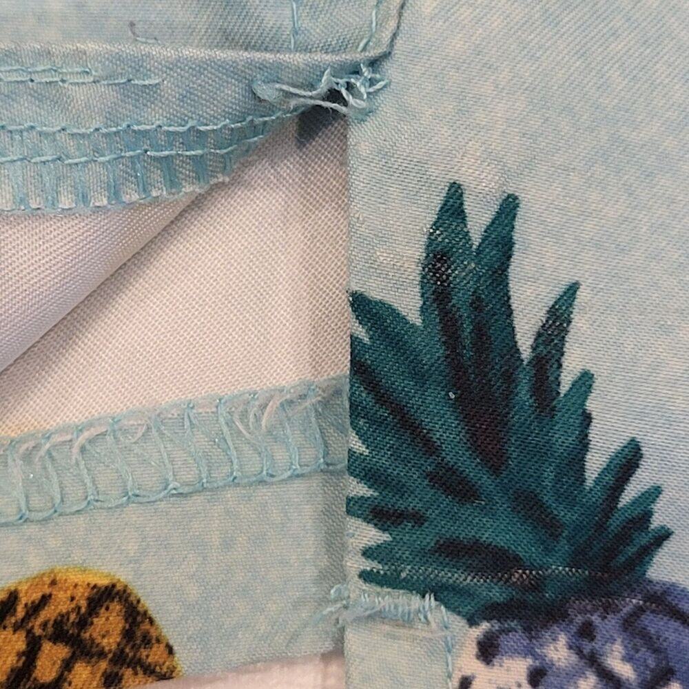 Old Navy Men's Large Swim Trunks Elastic Waist Light Blue Gold & Blue Pineapples - Picture 14 of 15